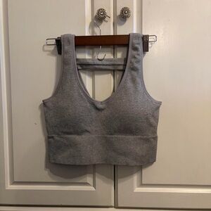 Women's gray ribbed crop top bra